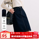 百圖betu女裝秋季新款半身裙輕洗水原色牛仔短裙裙子女2409T75 深牛仔藍 S