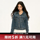 AAISUP美式復古做舊牛仔外套女2025年秋季新款辣妹氣質(zhì)修身短款夾克上衣 藍色 M