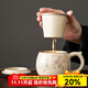 祥業(yè)汝窯茶杯辦公室個(gè)人專(zhuān)用杯子大容量陶瓷茶水分離帶蓋過(guò)濾泡茶水杯 汝窯桃枝秾粉馬克杯-桃枝