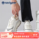 納維凱爾（Navigare）意大利小帆船春季新款透氣加絨防滑輕便潮流男鞋老爹鞋休閑運(yùn)動鞋 米白【增高款】 偏大一碼 43 (265mm)