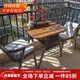 紫葉（ziye）陽(yáng)臺桌椅現代簡(jiǎn)約藤椅三件套組合茶桌椅可收納休閑桌椅一桌兩椅 1長(cháng)方桌+2椅【胡桃色鋁座含坐墊】