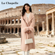 拉夏貝爾（La Chapelle）毛呢大衣女中長(cháng)款2025秋冬季新款輕奢設計感雙面呢子羊毛外套女 粉色 S