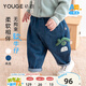 幼歌（YOUGE）【軟牛仔】嬰幼兒2024春季卡通造型牛仔褲寶寶休閑褲 牛仔藍（66-90兩用襠） 100 cm