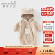 戴維貝拉（DAVE＆BELLA）新生兒爬服嬰兒連體衣0-6個(gè)月寶寶衣服冬季新款牛奶絨男寶睡衣 卡其色【現貨】 80cm （建議身高73-80cm）