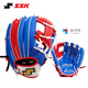 SSK棒球手套軟式豬皮HeroStory系列青少年BAEZ球星同款訓練入門(mén) 10.75寸 白藍(橘工字檔) 7-10歲 右投戴左手（右撇子用）