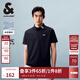 杰克·瓊斯（JACK&JONES）POLO衫男士夏季新款撞色翻領(lǐng)涼感短袖復古簡(jiǎn)約短袖polo衫衣服男裝 炭黑藍E40 M (175)