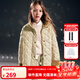 ELLE KIDS童裝 學(xué)院風(fēng)可立領(lǐng)菱形格棉服女童冬季撞色保暖輕薄外套 卡其色 165 (M)