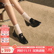 73Hours章若楠同款女鞋風(fēng)笛樂章2025新款金幣樂福鞋粗跟小皮鞋時尚