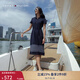 TOMMY HILFIGER【條紋裙擺】春夏女裝氣質(zhì)休閑五?？凼昭@瘦POLO連衣裙 藏青色FAP M