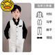 G.DUCKKIDS兒童西裝套裝男童西服秋季帥氣小主持人禮服男孩鋼琴走秀演出服裝 白色馬甲+長(cháng)褲+黑色襯衣+口袋巾+ 160 cm建議體重78-88斤