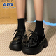 尚芭芙復古英倫風(fēng)小皮鞋女2025秋冬新款樂(lè )福鞋配裙子厚底jk工作百搭單鞋 黑色【亮光】 37 (235mm)