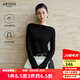 艾諾絲雅詩(shī)【商場(chǎng)同款】2025秋季新品通勤不對稱(chēng)斜肩綿羊毛針織衫女40816057 黑色 M
