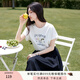 香影藏青色刺繡t恤女短袖2025夏季新款可愛(ài)棉質(zhì)寬松圓領(lǐng)小衫上衣 白色 L 165/88A/110-125斤