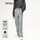 MO&Co.休閑褲含綿羊毛抽繩松緊高腰立體中線(xiàn)長(cháng)直筒寬松運動(dòng)褲軟糯風(fēng)淺花灰色M