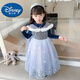 迪士尼（DISNEY）冰雪奇緣愛(ài)莎公主裙女童秋冬款生日禮服艾莎洋氣兒童連衣裙子 秋款-藏藍裙子 100 碼（披風(fēng)）