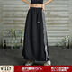 UNIFREE【秋裝新品】UNIFREE黑色美式三條杠半身裙蕾絲拼接復古中長(cháng)款裙 黑色半裙 S