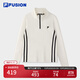 FILA FUSION斐樂(lè )潮牌女子針織長(cháng)袖衫2025秋新款時(shí)尚修身半拉鏈長(cháng)T 奶霧白-WT M 165/84A/M
