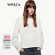 MO&Co.長(cháng)袖T恤2025秋新品精工絲絨印花寬松圓領(lǐng)白色棉質(zhì)MBE3TEE014 本白色 M /165