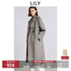 LILY不易靜電2025冬新款女裝美麗諾羊毛混紡雙面呢毛呢大衣外套 501灰色 S