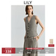 LILY2025秋新款女裝羊毛混紡老錢(qián)風(fēng)V領(lǐng)休閑氣質(zhì)通勤無(wú)袖西裝馬甲 714灰卡其 XL