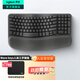 羅技（Logitech）Wave Keys人體工學(xué)鍵盤(pán) 無(wú)線(xiàn)藍牙鍵盤(pán)辦公平板ipad鍵盤(pán)Mac筆記本薄膜鍵盤(pán) 家用雙模帶掌托傾角支架 Wave Keys黑色(帶Bolt接收器)