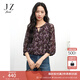 玖姿（JUZUI）美拉德雪紡印花單上衣女2025夏季新款JTFX80303 花咖啡 M