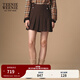 Teenie Weenie小熊女裝半身裙2025秋新款氣質(zhì)學(xué)院風(fēng)簡約刺繡百褶裙 棕色 L