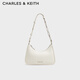 CHARLES&KEITH拉鏈簡(jiǎn)約通勤輕便鏈條腋下包生日禮物CK2-20271604 Cream奶白色 S