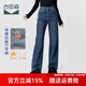 古田森高腰直筒牛仔褲女新款秋冬加絨小個(gè)子闊腿長(cháng)褲1S3190 藍色 26