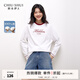 秋水伊人經(jīng)典撞色圓領(lǐng)輕盈T恤2025年春秋新款女簡(jiǎn)約印花寬松上衣 本白 M