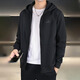 阿迪達斯（adidas）男裝外套2026春秋季新款運動(dòng)服時(shí)尚雙層針織防風(fēng)休閑黑色連帽夾克 春秋熱推/雙層針織/黑色 M 【170-175cm/130-140斤】