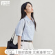 對(duì)白法式純棉剪花短袖襯衫女2025夏季新款設(shè)計(jì)感氣質(zhì)寬松翻領(lǐng)襯衣 清水藍(lán) M
