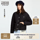 Teenie Weenie小熊女裝棉服2025年冬季新款燈芯絨撞色翻領(lǐng)棉衣外套 黑色 M