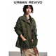 UR2025冬季新款女裝工裝風(fēng)多口袋徽章超寬松棉服UYV150068 灰綠 S