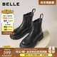 百麗（Belle）百搭切爾西靴女2025冬新商場(chǎng)同款厚底增高休閑短靴E7R1DDD5 黑色 37