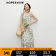 紅袖度假風(fēng)碎花連衣裙2025夏季新款女裝【繁華如夢(mèng)】高腰鉆石領(lǐng)雪紡裙 米底黑花670 M