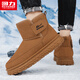 回力官方男鞋棉鞋男2025冬季新款保暖鞋子男加絨加厚雪地靴男 棕色 42