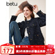 百圖betu女裝秋冬新款短外套ins風(fēng)摩登款圓領(lǐng)小香風(fēng)外套女2310T60 黑色 M
