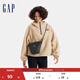 GAP女裝logo可調節背帶斜挎包輕便百搭單肩包712380 黑色 ONESIZE