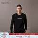 Calvin KleinJeans25秋季新款男士休閑通勤ck字母印花圓領(lǐng)打底衫長(cháng)袖T恤上衣 UB1-太空黑 M