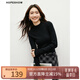 紅袖修身打底針織衫秋季2024新款女裝無(wú)縫一體坑條半高領(lǐng)氣質(zhì)內搭上衣 黑050 M