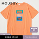moussy 秋季女裝新款中性風(fēng)趣味印花休閑短袖T恤女010GSL90-0370 130橙色 00020/F