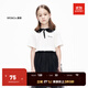 little MO&Co.抑菌 童裝女童小衫娃娃領(lǐng)短袖T恤小女生兒童上衣女孩 本白色 130 130/60