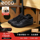 愛(ài)步（ECCO）板鞋男 軟底舒適輕盈牛皮系帶休閑鞋 柔酷537764 黑色41 HL