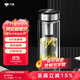 萬象（WANXIANG）雙層玻璃杯大容量高顏值簡約商務(wù)泡茶杯帶蓋高硼硅玻璃杯車載便攜 V48RL-鈦黑亮370ml