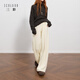 三彩2025冬季新款休閑褲松緊腰寬松直筒褲長(cháng)褲簡(jiǎn)約M 奶白色 M 160/68A 160/68A
