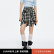 moussy 2025新品假美式辣妹風假兩件格紋半身裙028ISA31-4121 025花紋黑色 S
