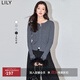 LILY春新款女裝氣質(zhì)別致可拆卸鴕鳥(niǎo)毛通勤修身毛針織衫打底衫 507麻灰 M