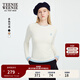Teenie Weenie小熊女裝T恤2025秋季新款簡(jiǎn)約線(xiàn)條撞色拼接長(cháng)袖上衣 象牙白 M