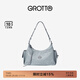GROTTO個(gè)樂(lè )25年新色吐司hobo包植鞣羊皮腋下單肩斜挎軟包通勤禮物 霧霾藍/亮銀 S